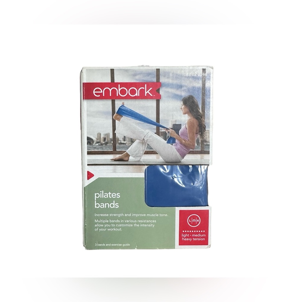 Embark Pilates Bands Set Of Three And Exercise Guide various resistance NEW